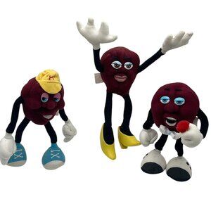 Vintage California Raisins 1988 Poseable Plush Toy Figures Applause Lot of 3